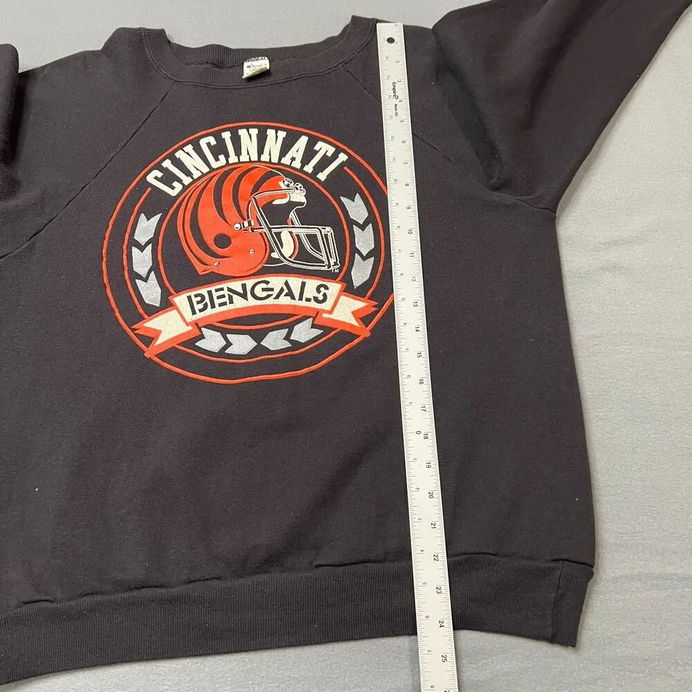 Vintage Champion Cincinnati Bengals Sweatshirt Men's Large Black Raglan Sleeve